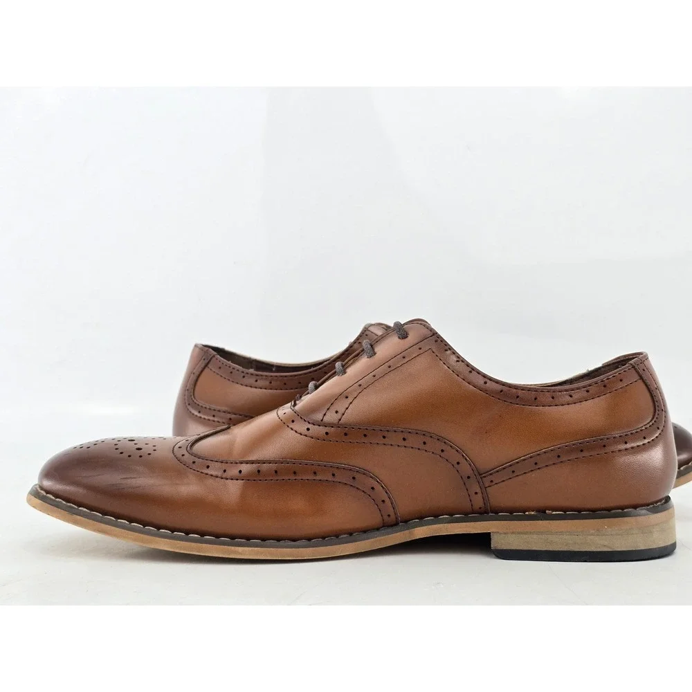 Stacy Adams Wingtip Oxfords Mens 6 Brown Brogue Dress Shoes -Good